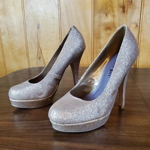 Gold Glitter Platform Heel